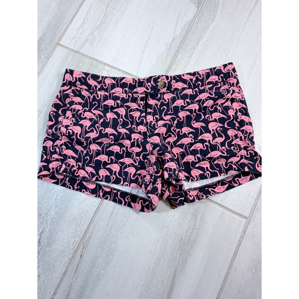 J.Crew Womens Navy Pink Flamingo Print Cotton Shorts G2317 Size 8